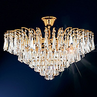 Gold plated frame with hand polished icicle shaped trimmings. Height - 36cm Diameter - 46cmBulb type