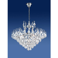 Polished chrome finish chandelier adorned with an abundance of crystal trimmings. Height - 36cm Diam