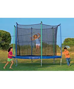 Bouncepower Premium Trampoline with Centre Flash Light Zone and Enclosure. Easy assembly trampoline 