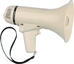 High output but very compact loud hailer for hand-held use. All-in-one ABS construction with volume 