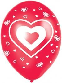Unbranded 11 Inch Balloons - Red Modern Hearts Print - PK6