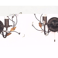Attractive pull switched wall fitting in a rustic brown finish with gold and brown leaves and crysta