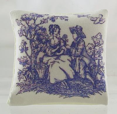 1:12 Scale Blue and White Toile de Jouy Cushions