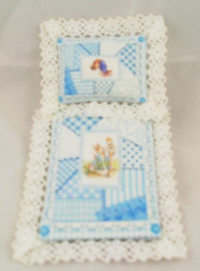 1:12 Scale Individually Handcrafted Doll House Miniature Blue Peter Rabbit Crib Set. Comprises