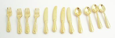 1:12 Scale Four Place Setting Gold Cutlery Set