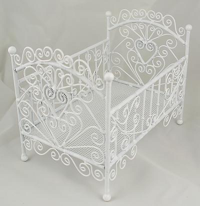 1:12 Scale Miniature White Wire Cot