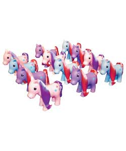 A Party bag favourite. Long Haired ponies in assorted colours. Each one beautifully decorated and