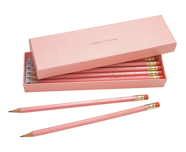 Unbranded 12 Personalised Pencils and Box- Pink