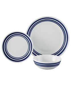 Unbranded 12 Piece Blue Triple Band Dinner Set