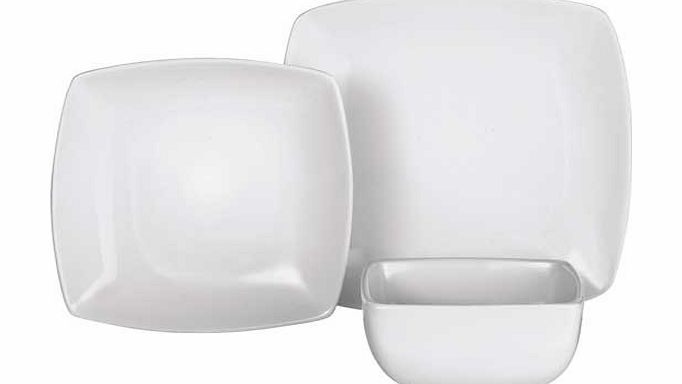 Unbranded 12 Piece Bosa Square Stoneware Dinner Set - White