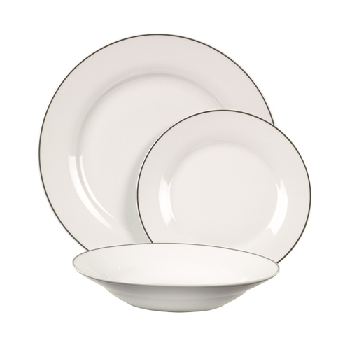 Unbranded 12 Piece Platinum Rim Dinner Set