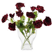 Unbranded 12 Red Roses In Shaped Glass Vase