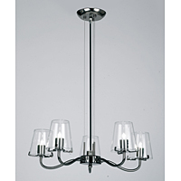Unbranded 1201 5BC - 5 Light Black and Glass Pendant Light