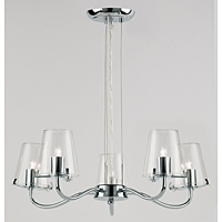 Unbranded 1201 5CH - 5 Light Chrome and Glass Pendant Light