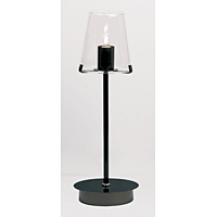 Stylish and contemporary table lamp in a black chrome finish with a clear glass shade. Height - 33.5