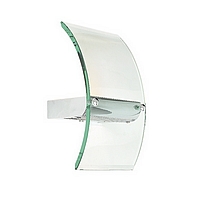 Modern wall bracket with a curving aqua glass piece. Height - 30cm Diameter - 17cmProjection - 13cmB