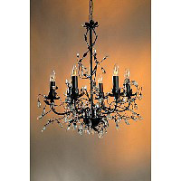 This is a large attractive black leaf chandelier with clear glass flower buds. Height - 61cm Diamete