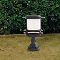 Modern black bollard with an opal glass lens. This fitting is IP44 rated. Height - 36cm Diameter - 2