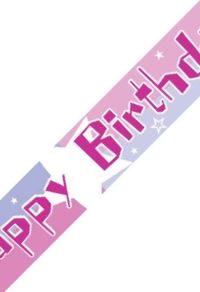 Unbranded 12ft Happy Birthday Banner - Pink Shimmer