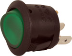 · 12 volt 10A illuminated round rocker switch to fit a 20mm cut out · SP on off available in red o