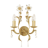 Beautiful and elegant wall light fitting in a cream and gold finish with leaf decoration complete wi