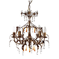 Beautiful and elegant ceiling pendant light in a bronze and gold finish with leaf decoration complet