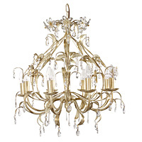 Beautiful and elegant ceiling pendant light in a cream and gold finish with leaf decoration complete