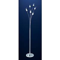 Delicate floor lamp finished in polished chrome with clear floral glass shades. Height - 170cm Diame