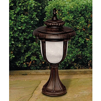 Rustic brown cast aluminium bollard fitting with sophisticated marble glass diffusers. This fitting 