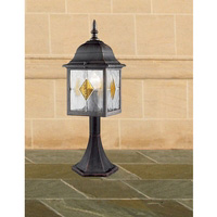 Stylish ruggine finish outdoor bollard light with water glass and amber insets IP44 rated. Height - 