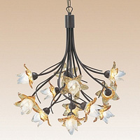 Attractive fitting in a rustic brown finish with floral decoration clear and amber glass. Height - 5