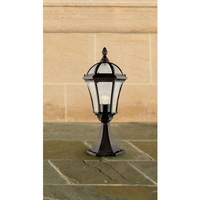 Cast aluminium rustic brown finish outdoor bollard light with bevelled glass and alchromated finish 
