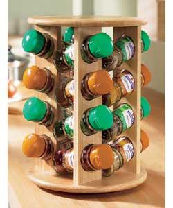 Unbranded 16 Jar Revolving Wooden Spice Rack