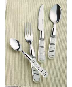 Mirror polish stainless steel.Comprises 4 each of table knives, table forks, table spoons and