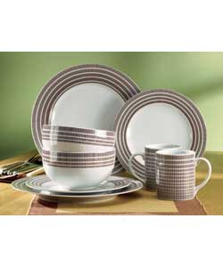 4 person 16 piece porcelain dinner set comprising 4 dinner plates, 4 rice bowls, 4 side plates and