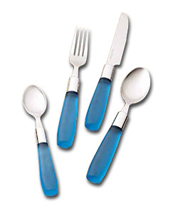 16 Piece Blue Frosted Cutlery Set