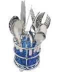16 Piece Bubble Cutlery Set and Caddy - Blue
