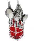 16 Piece Bubble Cutlery Set and Caddy - Red