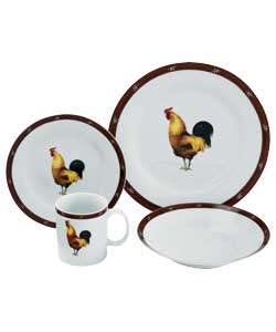 Unbranded 16 Piece Cockerel Porcelain Dinner Set