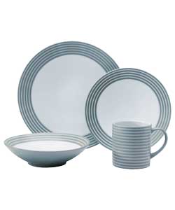 Unbranded 16 Piece Denby Stoneware Grey Stripes Dinner Set