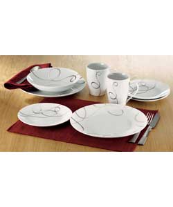 16 Piece Platinum Ribbon Dinner Set