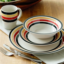 Unbranded 16 Piece Sigma Dinner Set, Yellow, Black and Red