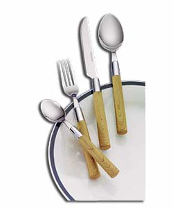 16 Piece Wood Effect Cutlery Set