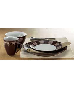 16 Piece Zulu Chocolate Dinner Set