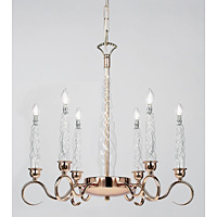 Traditional and unique hanging ceiling light in a gold plated finish with glass candle holders with 