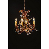 This chandelier has a floral design and is complemented with clear crystal flower buds. Height - 50c
