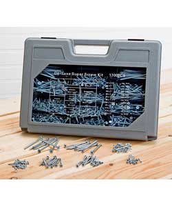 An assorted range of popular sizes in a strong plastic carrying case. These screws are zinc plated