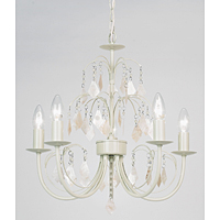 Stylish and traditional ceiling pendant light fitting in a high gloss piano beige finish with capiz 