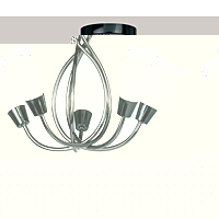 Contemporary and elegant halogen ceiling light in a black chrome finish with curved arms and delicat