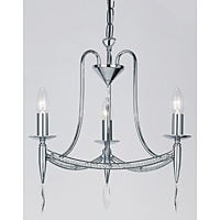 Stylish and modern hanging ceiling light in a polished chrome finish decorated with crystal droplets